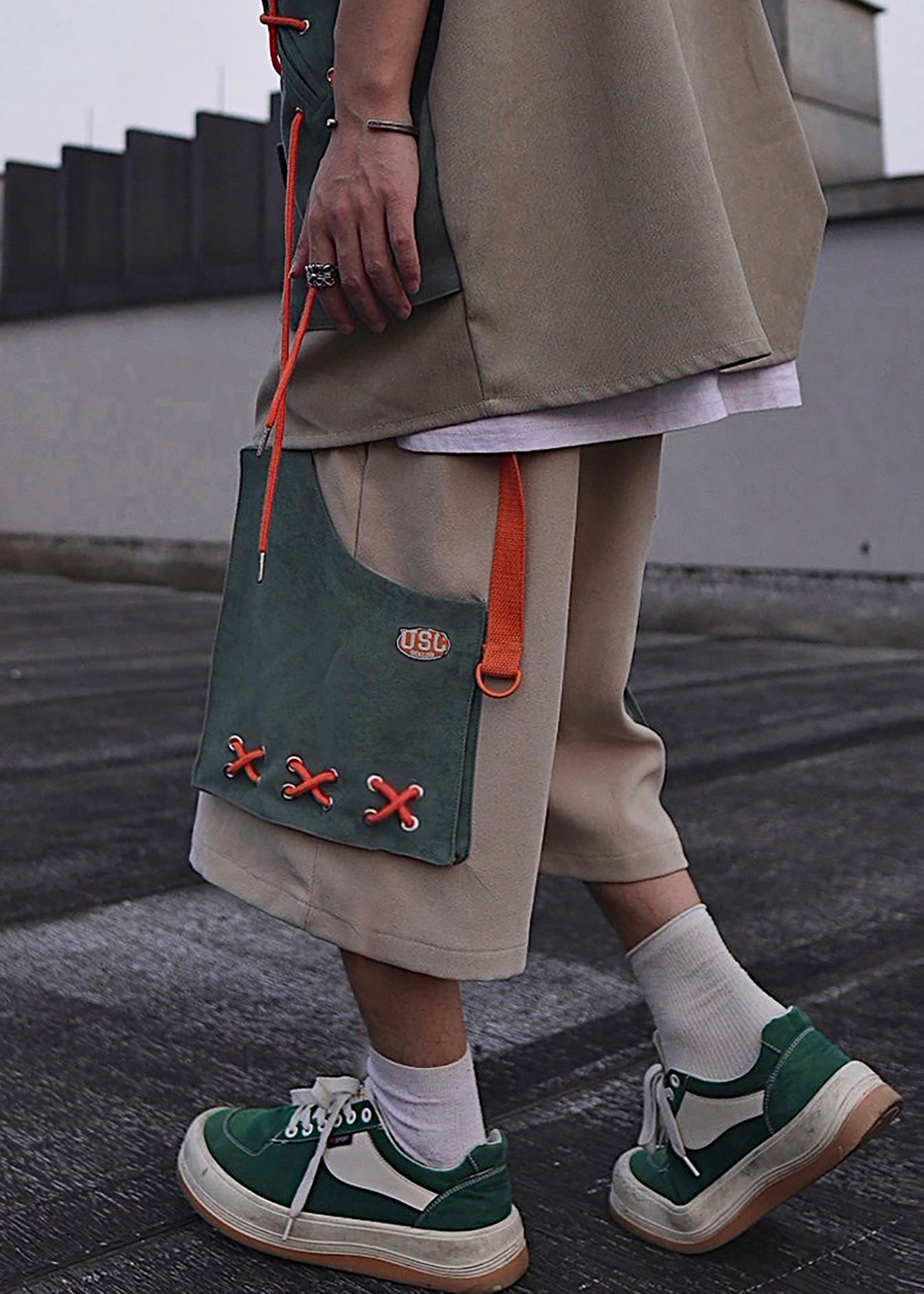 Pockets Cotton Shorts Mens Oversized Khaki Summer Casual