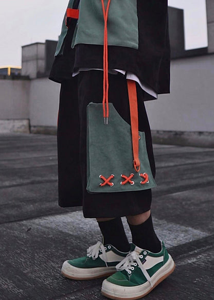 Pockets Cotton Shorts Mens Oversized Khaki Summer Casual