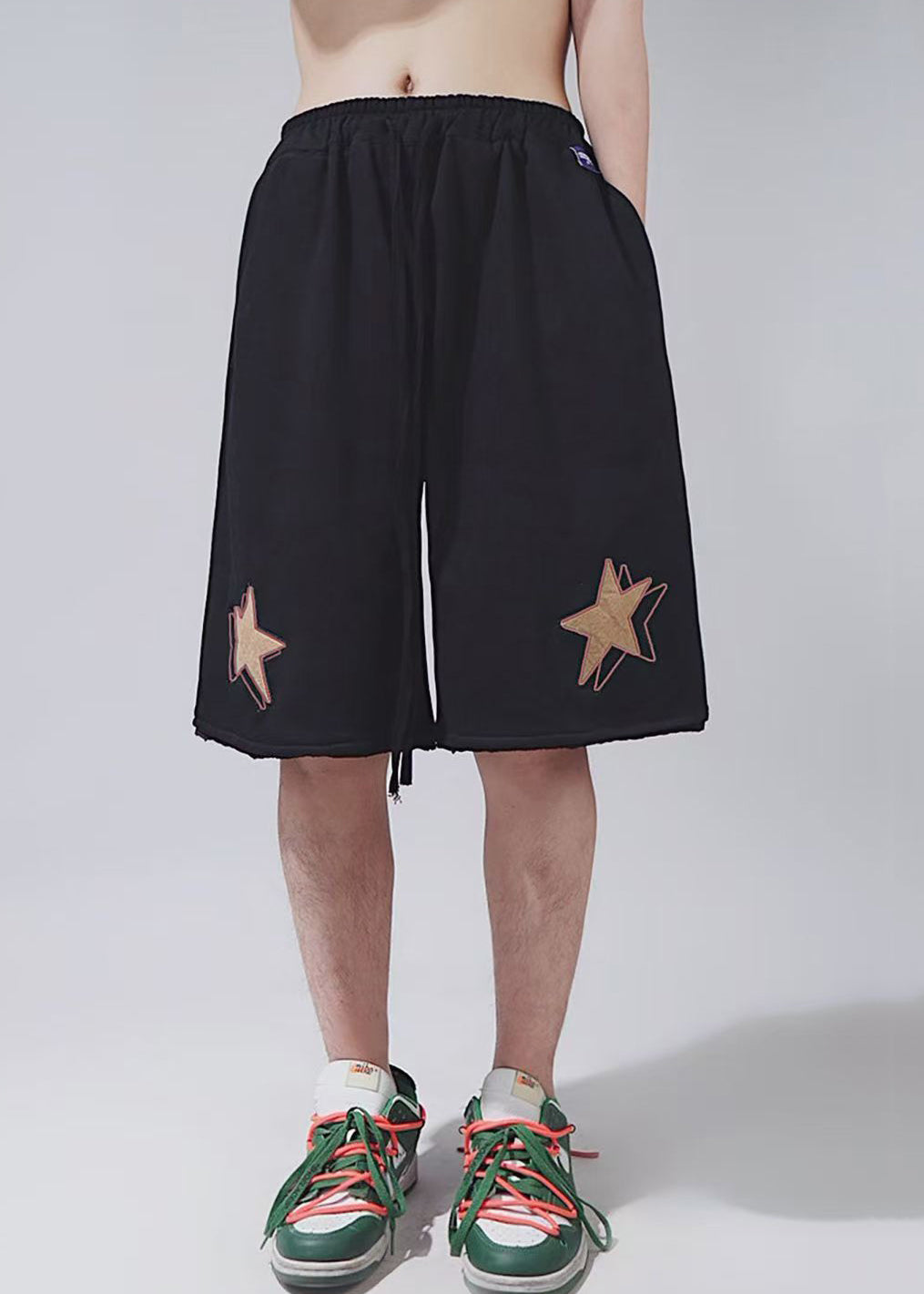 Elastic Khaki Summer Shorts Cotton Men Waist Print Casual