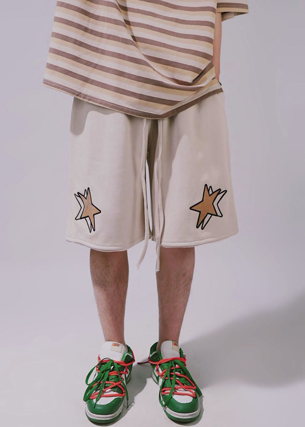 Elastic Khaki Summer Shorts Cotton Men Waist Print Casual