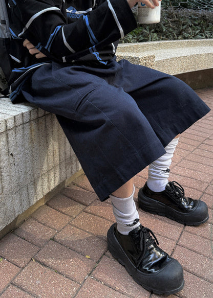 Crop Pockets Casual Waist High Navy Summer Men Pants Cotton