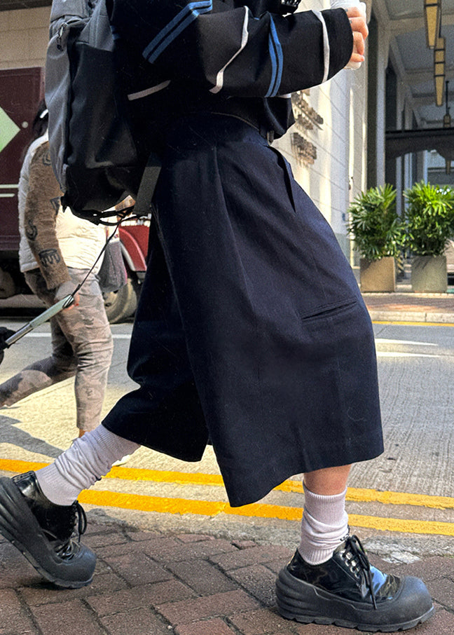 Crop Pockets Casual Waist High Navy Summer Men Pants Cotton