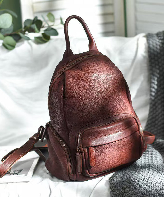 Orange Handbag Capacity Backpack Leather Large Tote Casual