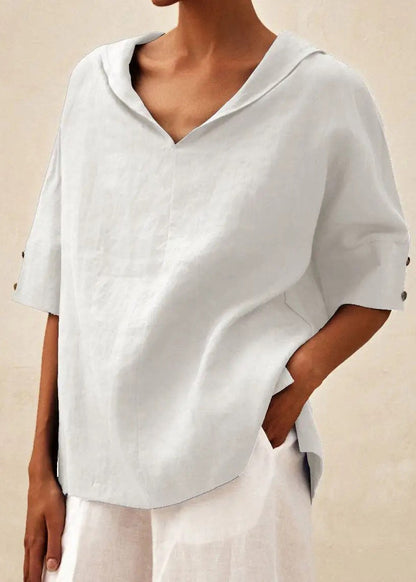 O-Neck Open Side Shirts Orange Short Casual Sleeve