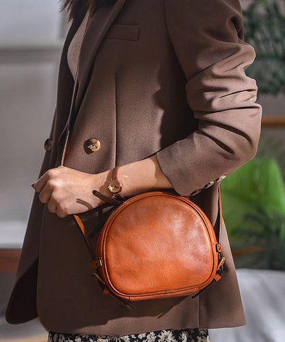 Bag Round Solid Durable Casual Leather CrossBody