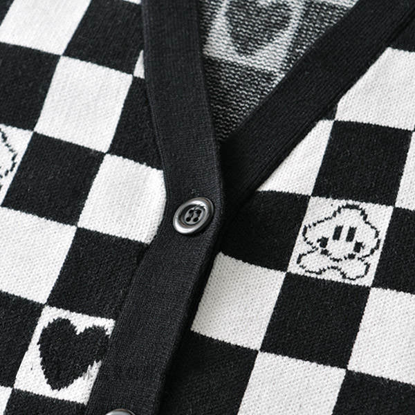 Black Checkerboard with Mini Heart Cropped Vest