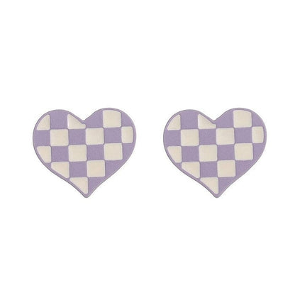 Checkered Heart Earrings