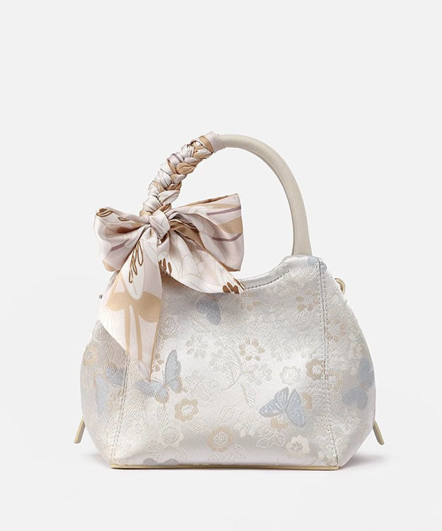 Tote Bag Chic Bow Jacquard Cotton Beige