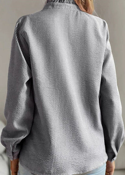 Sleeve Collar Ruffled Chic Shirts Black Stand Lantern