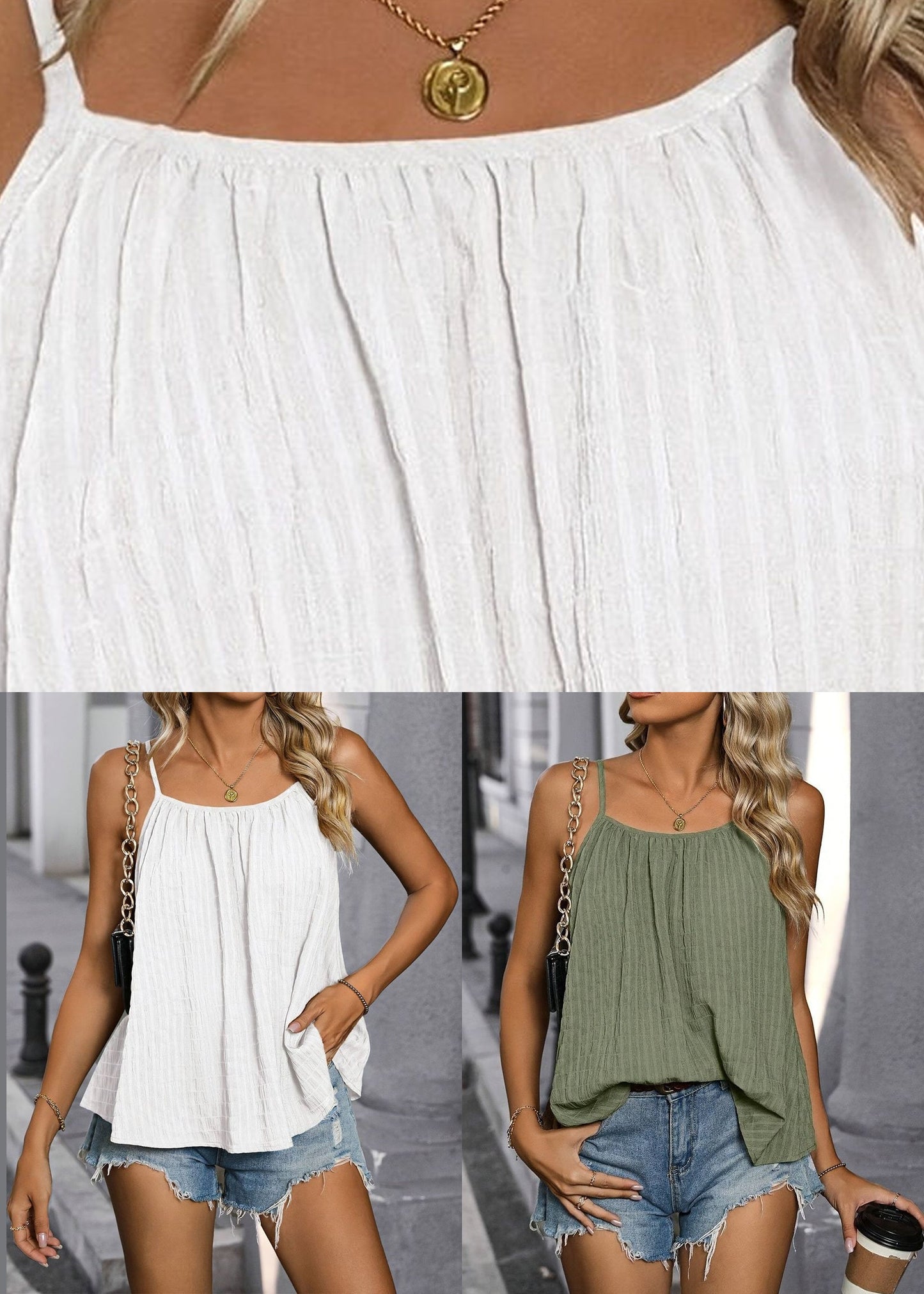 Vest Solid Loose Chic Green Sleeveless