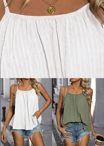 Vest Solid Loose Chic Green Sleeveless