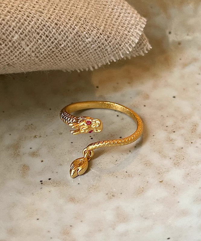 Overgild Dragon Open Chinese Shaped Style Gold Copper Rings