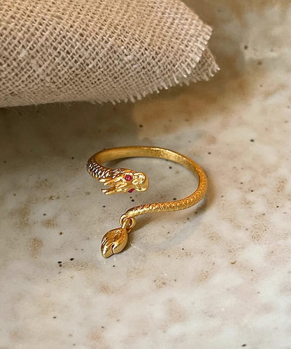 Overgild Dragon Open Chinese Shaped Style Gold Copper Rings