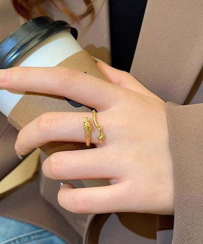 Overgild Dragon Open Chinese Shaped Style Gold Copper Rings