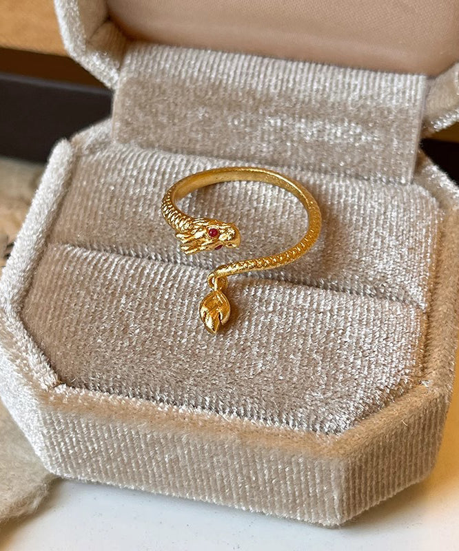 Overgild Dragon Open Chinese Shaped Style Gold Copper Rings