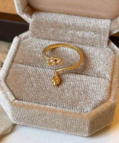 Overgild Dragon Open Chinese Shaped Style Gold Copper Rings
