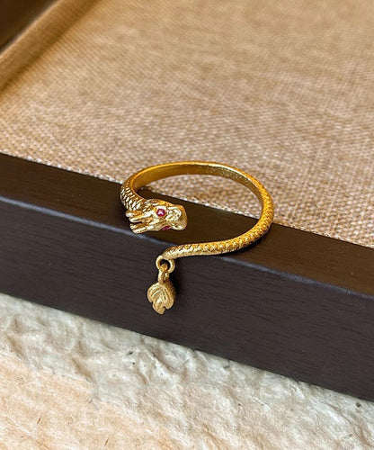 Overgild Dragon Open Chinese Shaped Style Gold Copper Rings