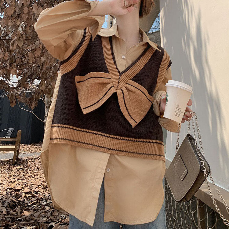 Chocolate Brown Bow Vest