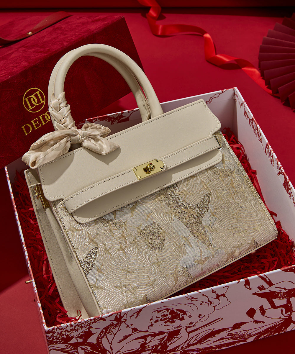 Beige Leather Faux Classy Micro Bag Embroidered