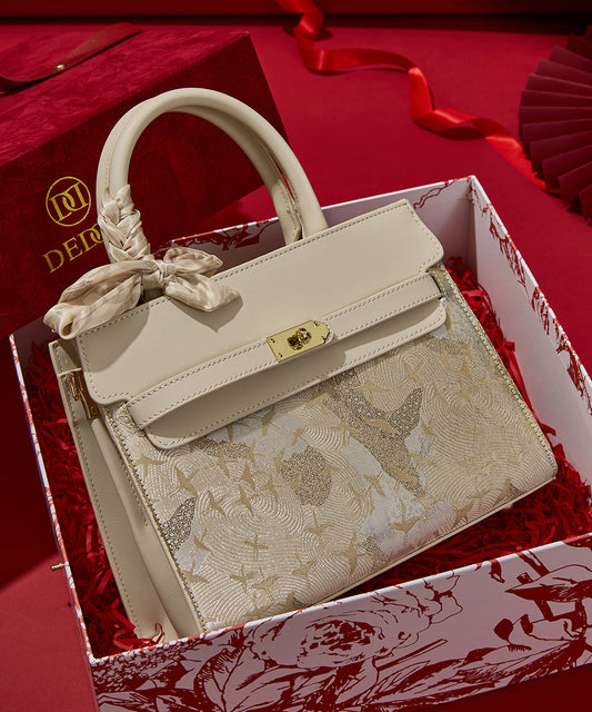 Beige Leather Faux Classy Micro Bag Embroidered