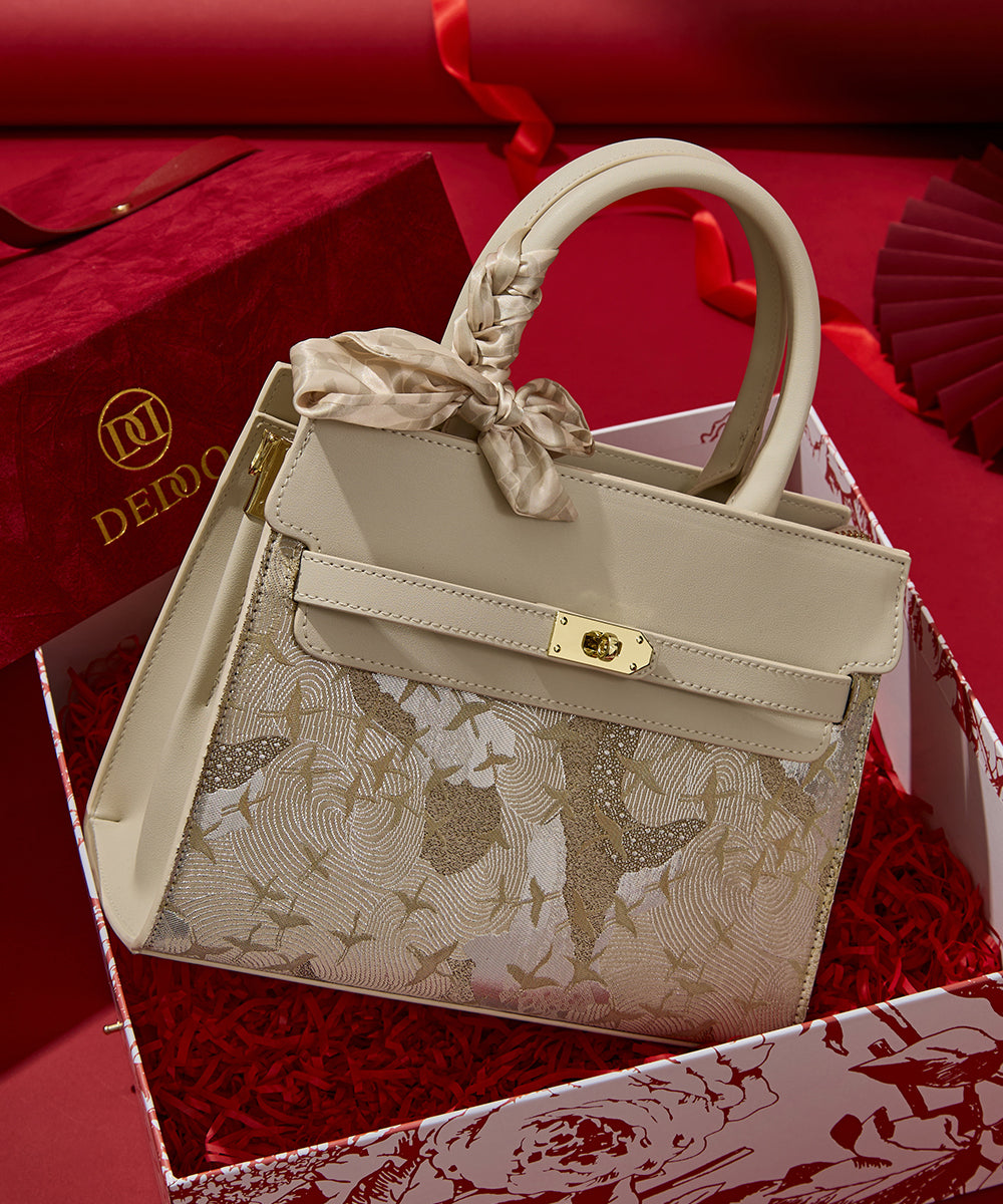 Beige Leather Faux Classy Micro Bag Embroidered