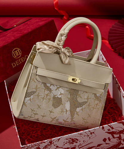 Beige Leather Faux Classy Micro Bag Embroidered