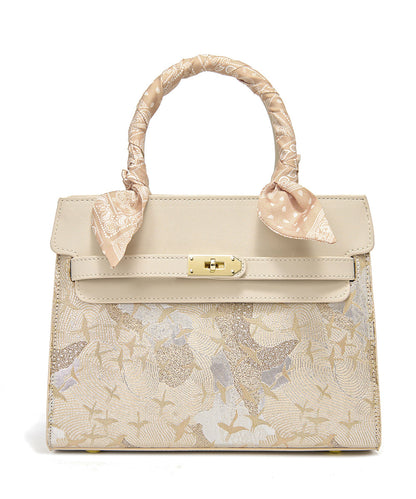 Beige Leather Faux Classy Micro Bag Embroidered