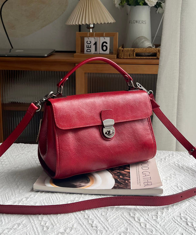 Leather Bag Solid Durable Versatile Orange Classy Messenger