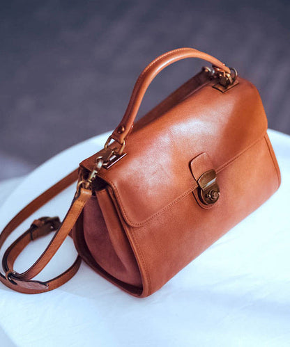 Leather Bag Solid Durable Versatile Orange Classy Messenger