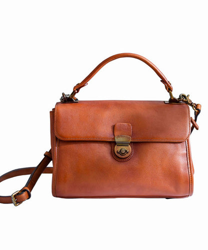 Leather Bag Solid Durable Versatile Orange Classy Messenger