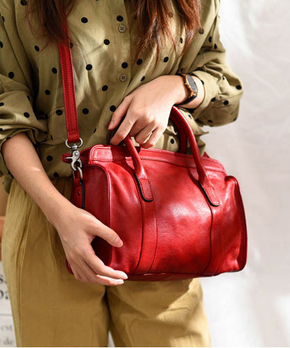 Red Classy Leather Capacity Large Handbag Tote