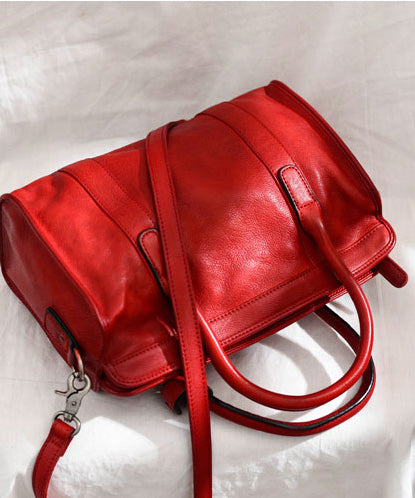 Red Classy Leather Capacity Large Handbag Tote
