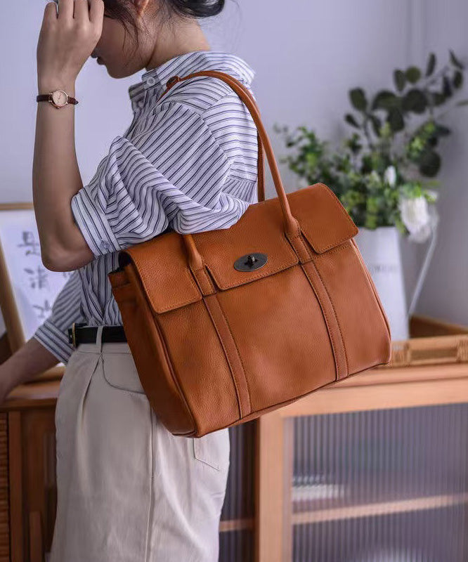 Durable Solid Bags Shoulder Classy Yellow Leather