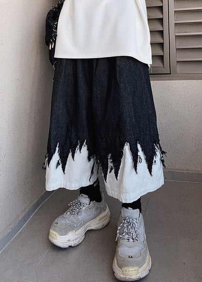 Shorts Men Patchwork Black Cool Denim Summer Original Design