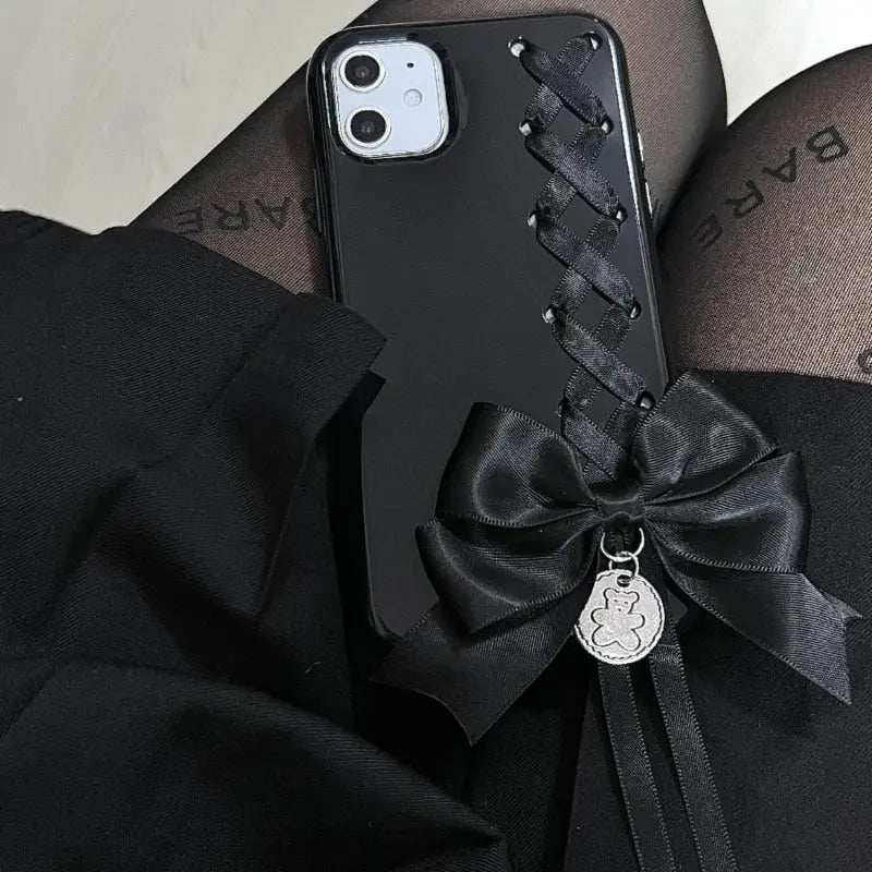 Coquete Lace Up Bow Black Phone Case ON1497 spreepickyshop