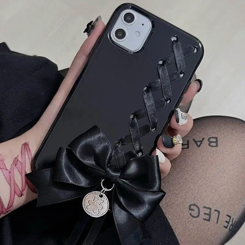 Coquete Lace Up Bow Black Phone Case ON1497 Wonderland Case