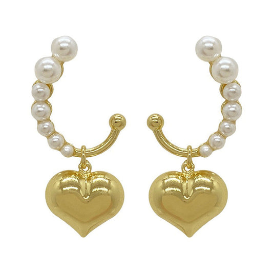 Mini Pearl Heart Earrings