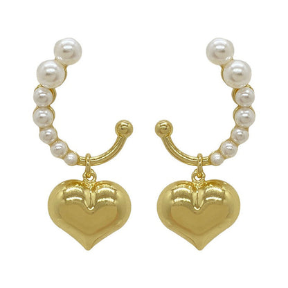 Mini Pearl Heart Earrings