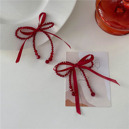 Cut Red Bow Earrings