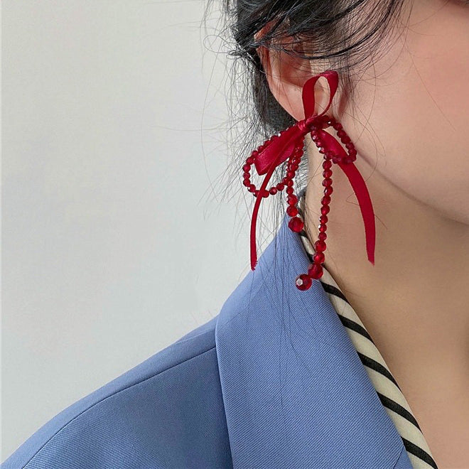 Cut Red Bow Earrings