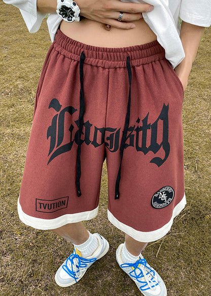 Shorts Orange Elastic Summer Cotton Cozy Waist Mens Letter