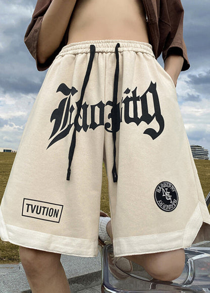 Shorts Orange Elastic Summer Cotton Cozy Waist Mens Letter