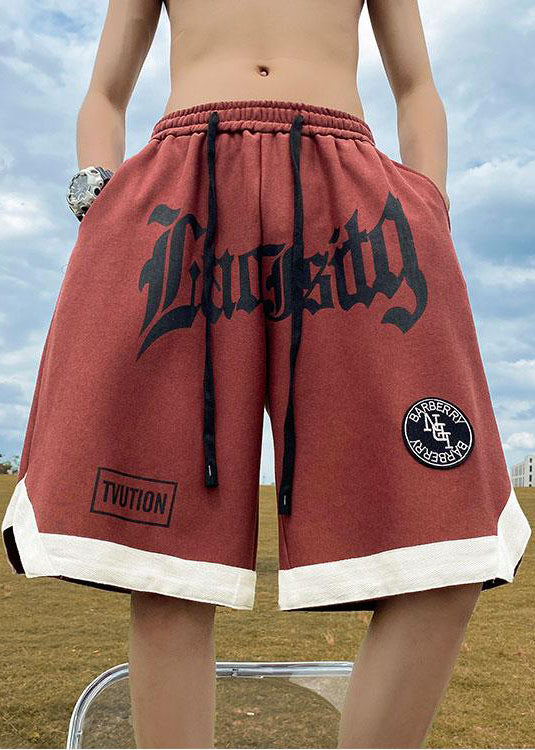 Shorts Orange Elastic Summer Cotton Cozy Waist Mens Letter