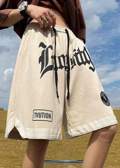 Shorts Orange Elastic Summer Cotton Cozy Waist Mens Letter