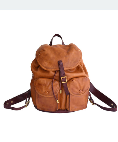 Bag Capacity Large Backpack Pockets DIY Leather Yellow