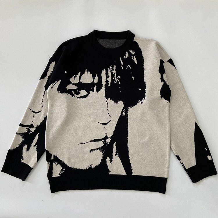 Y2K Man Face Sweater