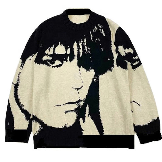 Y2K Man Face Sweater