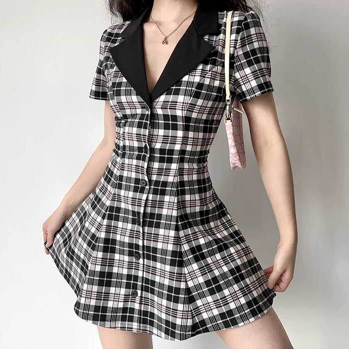 Black Dark Plaid Dress