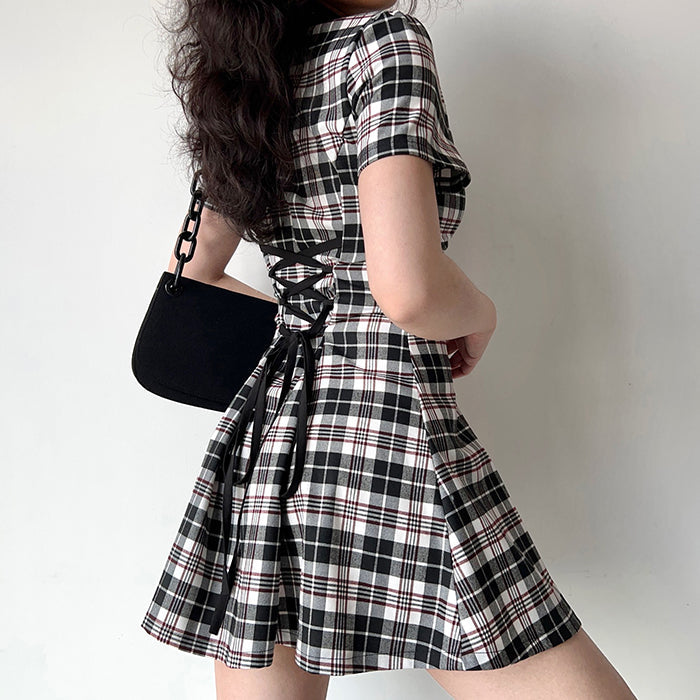 Black Dark Plaid Dress