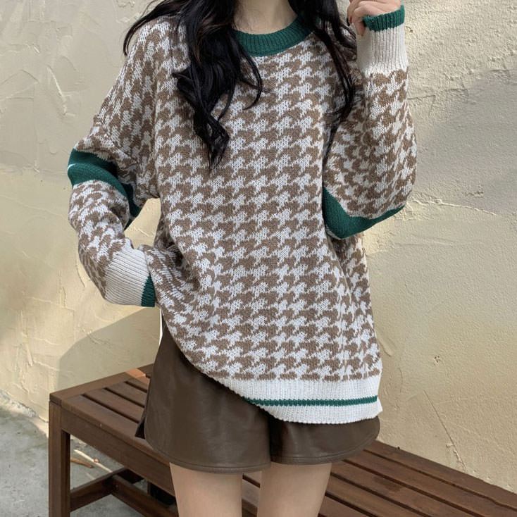 Vintage Casual Check Sweater